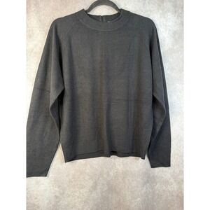 NWT VTG Stitches In Time Black Mock Neck Zipper Back Acrylic Sweater Size Large